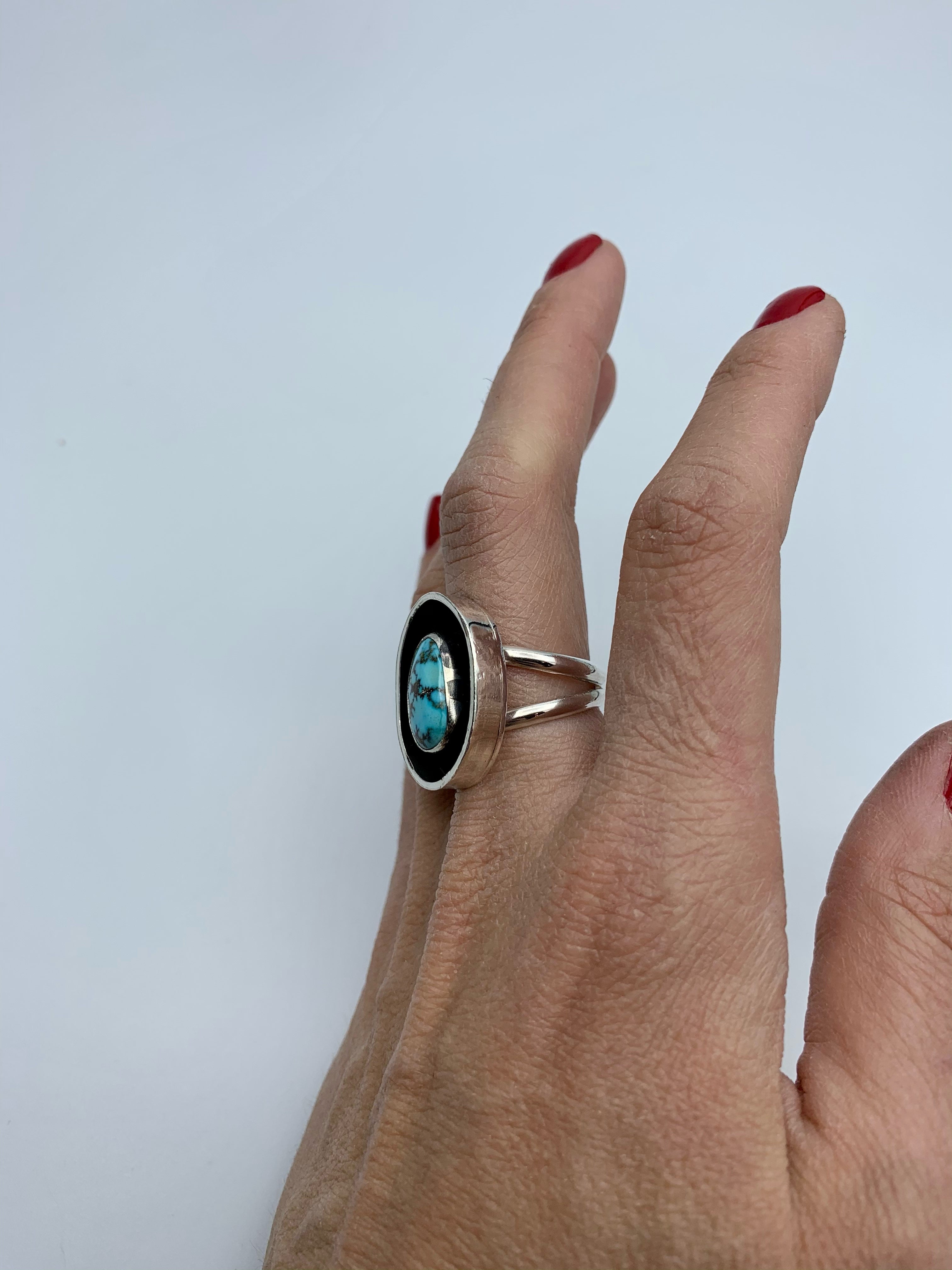 Turquoise & Silver Shadowbox Ring