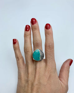 Turquoise & Silver Ama Ring #2